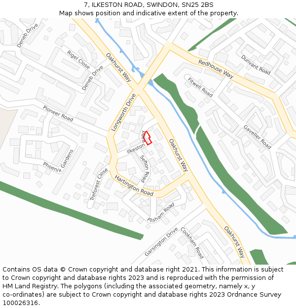 7, ILKESTON ROAD, SWINDON, SN25 2BS: Location map and indicative extent of plot