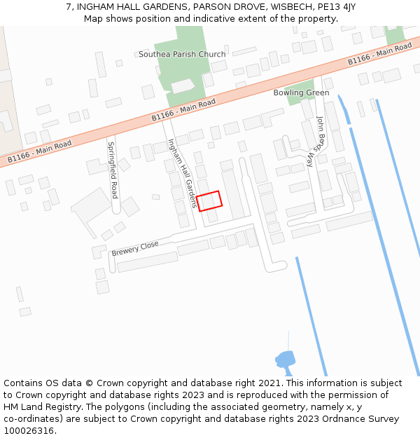 7, INGHAM HALL GARDENS, PARSON DROVE, WISBECH, PE13 4JY: Location map and indicative extent of plot