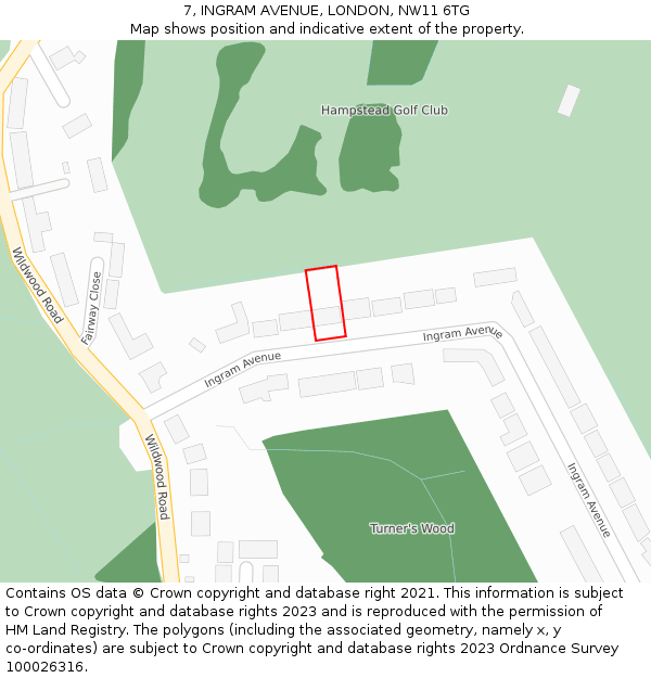 7, INGRAM AVENUE, LONDON, NW11 6TG: Location map and indicative extent of plot