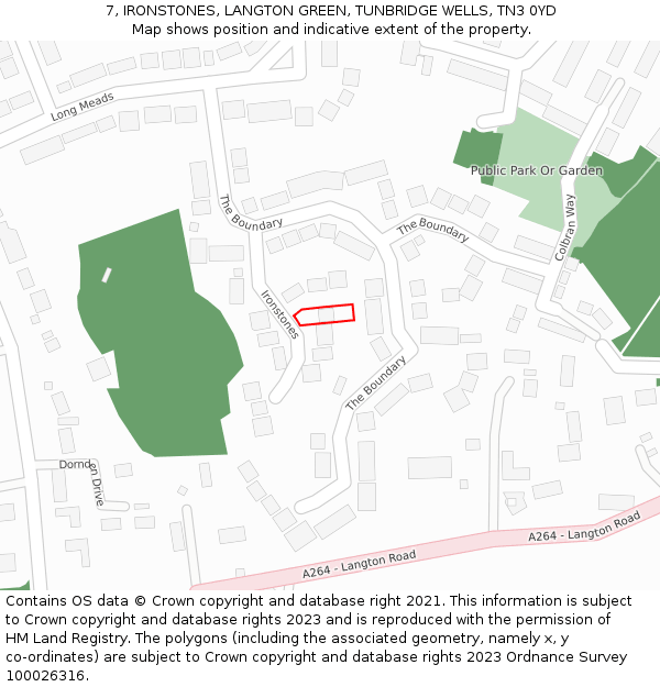 7, IRONSTONES, LANGTON GREEN, TUNBRIDGE WELLS, TN3 0YD: Location map and indicative extent of plot