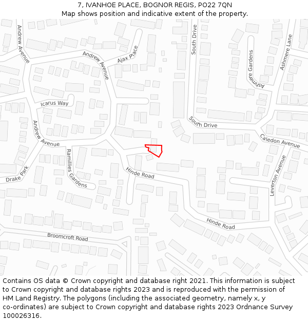 7, IVANHOE PLACE, BOGNOR REGIS, PO22 7QN: Location map and indicative extent of plot