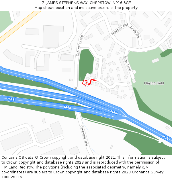 7, JAMES STEPHENS WAY, CHEPSTOW, NP16 5GE: Location map and indicative extent of plot