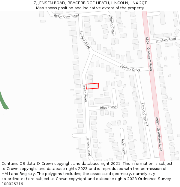7, JENSEN ROAD, BRACEBRIDGE HEATH, LINCOLN, LN4 2QT: Location map and indicative extent of plot