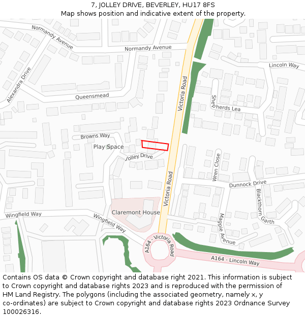 7, JOLLEY DRIVE, BEVERLEY, HU17 8FS: Location map and indicative extent of plot