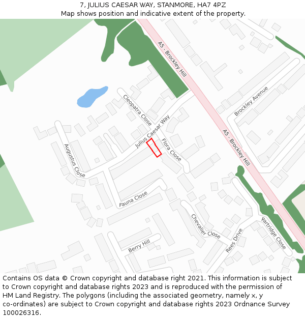 7, JULIUS CAESAR WAY, STANMORE, HA7 4PZ: Location map and indicative extent of plot