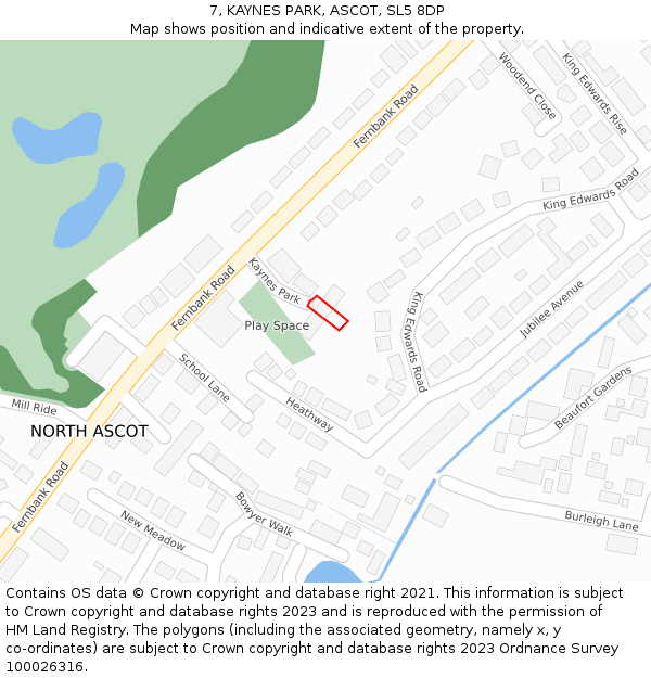 7, KAYNES PARK, ASCOT, SL5 8DP: Location map and indicative extent of plot