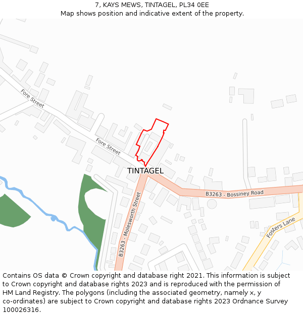 7, KAYS MEWS, TINTAGEL, PL34 0EE: Location map and indicative extent of plot