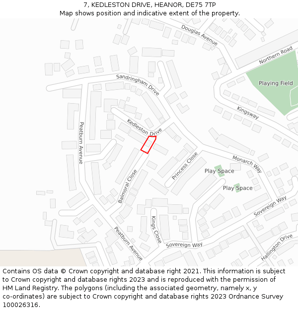 7, KEDLESTON DRIVE, HEANOR, DE75 7TP: Location map and indicative extent of plot