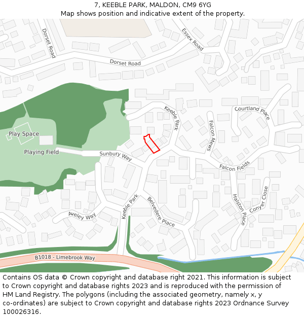 7, KEEBLE PARK, MALDON, CM9 6YG: Location map and indicative extent of plot