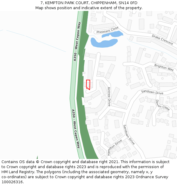 7, KEMPTON PARK COURT, CHIPPENHAM, SN14 0FD: Location map and indicative extent of plot