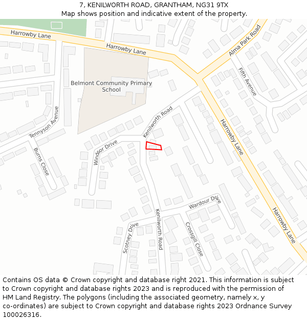 7, KENILWORTH ROAD, GRANTHAM, NG31 9TX: Location map and indicative extent of plot