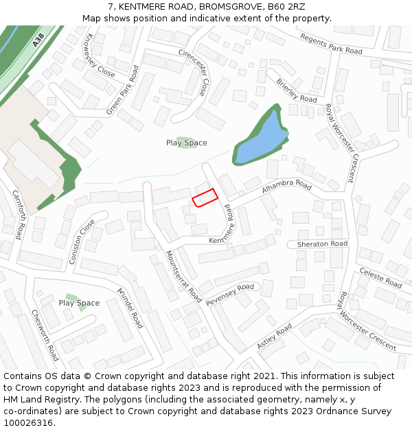 7, KENTMERE ROAD, BROMSGROVE, B60 2RZ: Location map and indicative extent of plot
