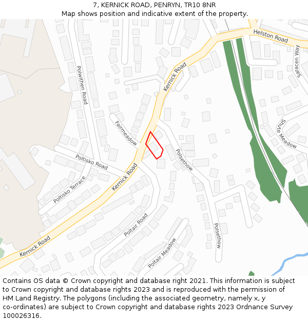 7, KERNICK ROAD, PENRYN, TR10 8NR: Location map and indicative extent of plot