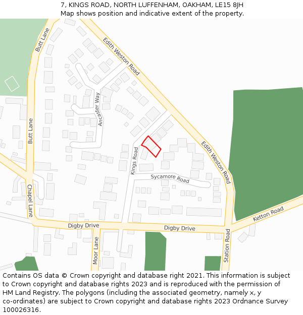 7, KINGS ROAD, NORTH LUFFENHAM, OAKHAM, LE15 8JH: Location map and indicative extent of plot