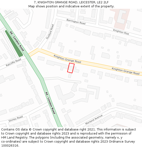 7, KNIGHTON GRANGE ROAD, LEICESTER, LE2 2LF: Location map and indicative extent of plot