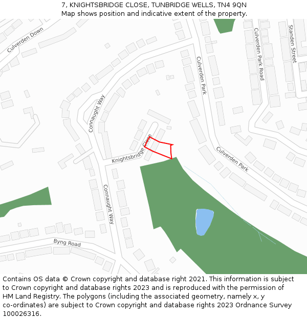 7, KNIGHTSBRIDGE CLOSE, TUNBRIDGE WELLS, TN4 9QN: Location map and indicative extent of plot