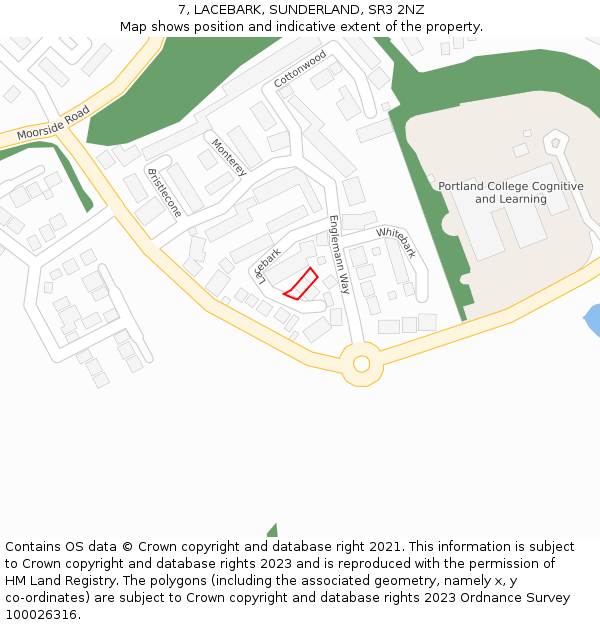 7, LACEBARK, SUNDERLAND, SR3 2NZ: Location map and indicative extent of plot