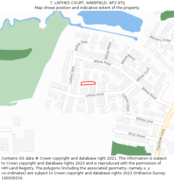 7, LAITHES COURT, WAKEFIELD, WF2 9TQ: Location map and indicative extent of plot