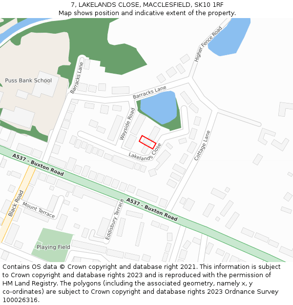 7, LAKELANDS CLOSE, MACCLESFIELD, SK10 1RF: Location map and indicative extent of plot