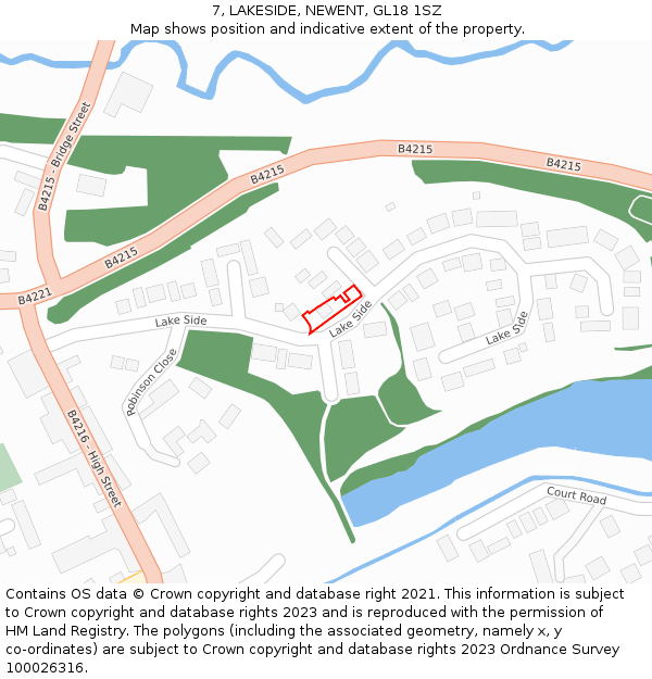 7, LAKESIDE, NEWENT, GL18 1SZ: Location map and indicative extent of plot