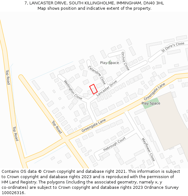 7, LANCASTER DRIVE, SOUTH KILLINGHOLME, IMMINGHAM, DN40 3HL: Location map and indicative extent of plot