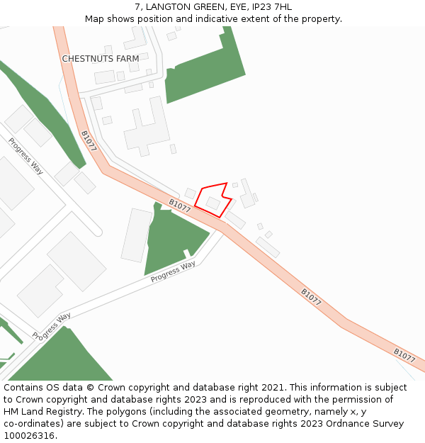 7, LANGTON GREEN, EYE, IP23 7HL: Location map and indicative extent of plot