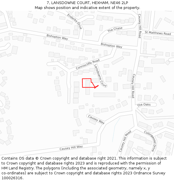 7, LANSDOWNE COURT, HEXHAM, NE46 2LP: Location map and indicative extent of plot