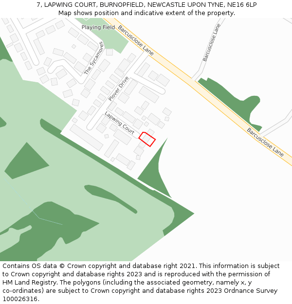 7, LAPWING COURT, BURNOPFIELD, NEWCASTLE UPON TYNE, NE16 6LP: Location map and indicative extent of plot