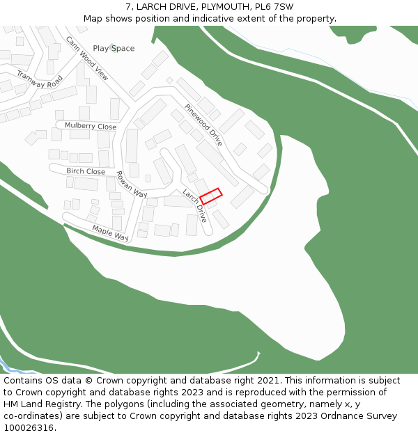 7, LARCH DRIVE, PLYMOUTH, PL6 7SW: Location map and indicative extent of plot
