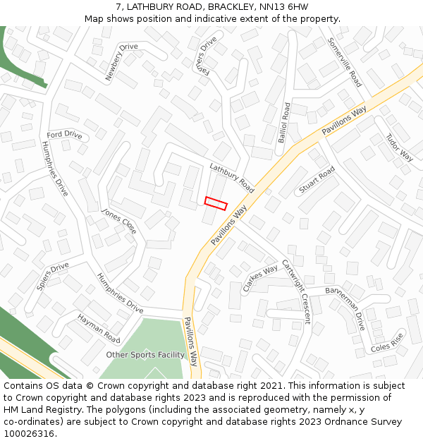 7, LATHBURY ROAD, BRACKLEY, NN13 6HW: Location map and indicative extent of plot