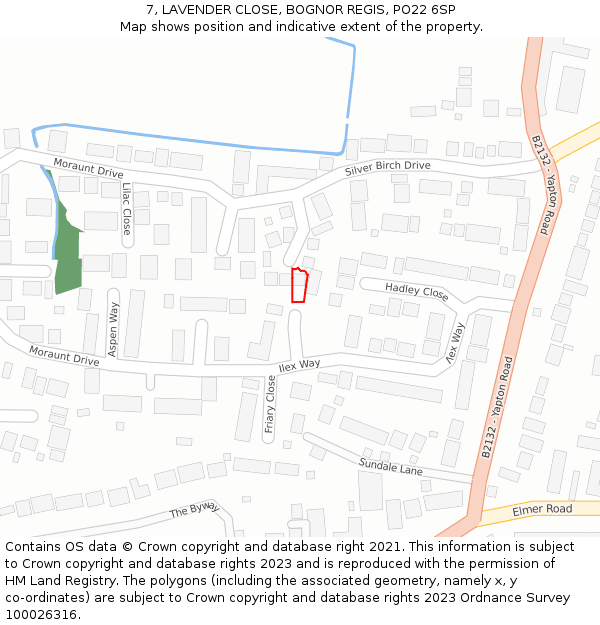 7, LAVENDER CLOSE, BOGNOR REGIS, PO22 6SP: Location map and indicative extent of plot