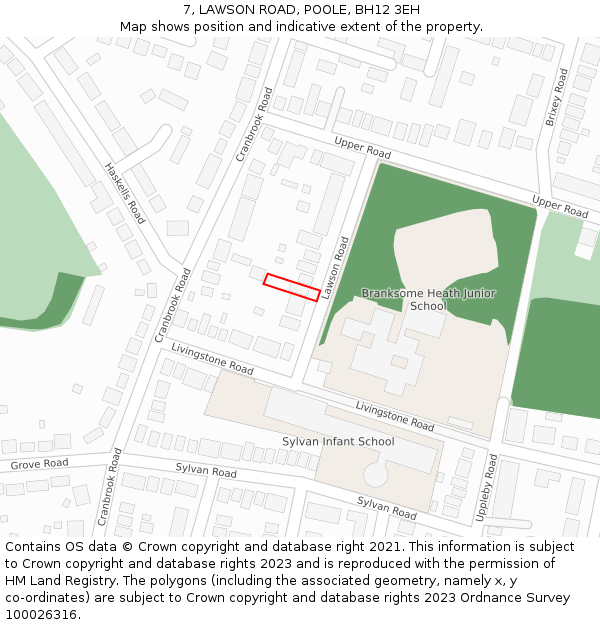 7, LAWSON ROAD, POOLE, BH12 3EH: Location map and indicative extent of plot