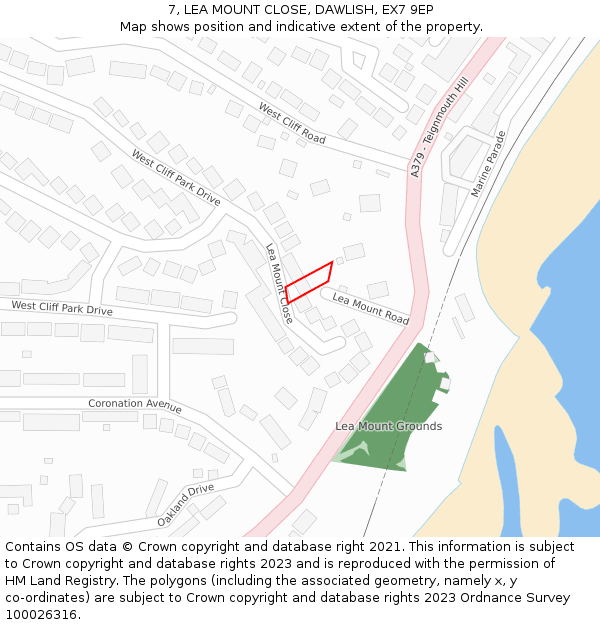 7, LEA MOUNT CLOSE, DAWLISH, EX7 9EP: Location map and indicative extent of plot