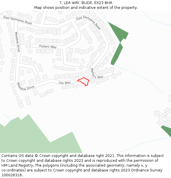 7, LEA WAY, BUDE, EX23 8HA: Location map and indicative extent of plot
