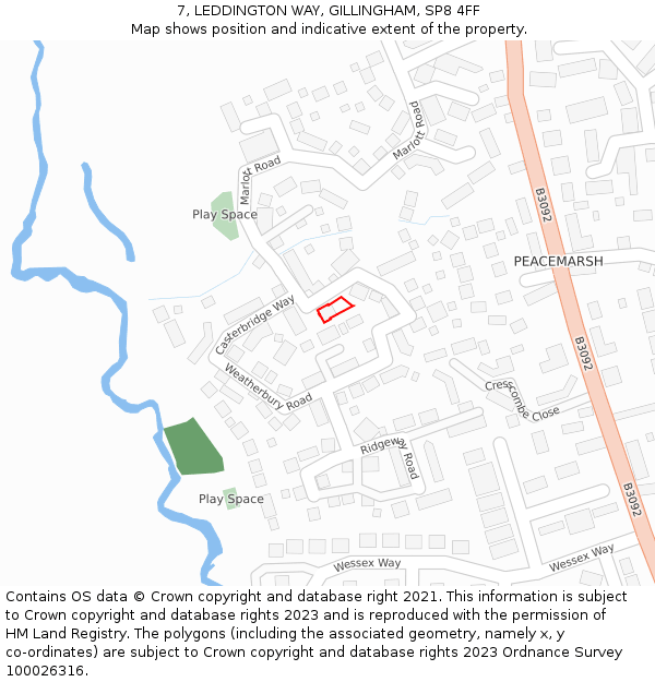 7, LEDDINGTON WAY, GILLINGHAM, SP8 4FF: Location map and indicative extent of plot