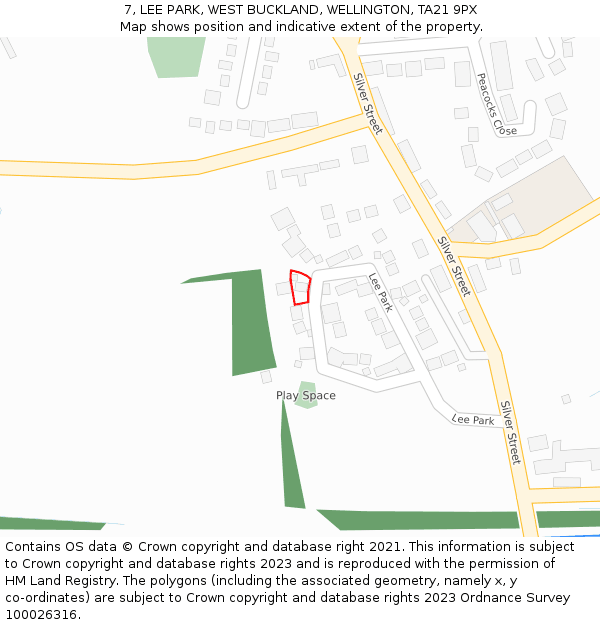 7, LEE PARK, WEST BUCKLAND, WELLINGTON, TA21 9PX: Location map and indicative extent of plot