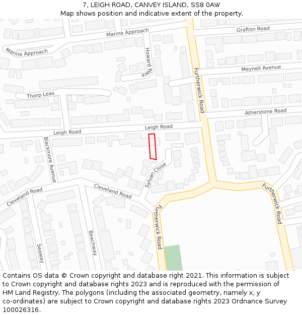 7, LEIGH ROAD, CANVEY ISLAND, SS8 0AW: Location map and indicative extent of plot