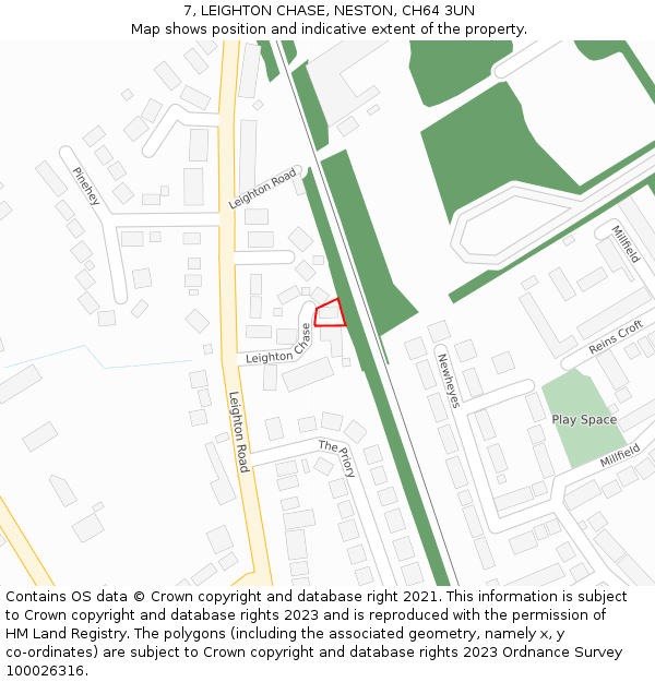 7, LEIGHTON CHASE, NESTON, CH64 3UN: Location map and indicative extent of plot