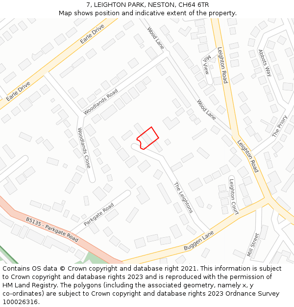 7, LEIGHTON PARK, NESTON, CH64 6TR: Location map and indicative extent of plot