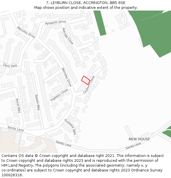 7, LEYBURN CLOSE, ACCRINGTON, BB5 6SE: Location map and indicative extent of plot