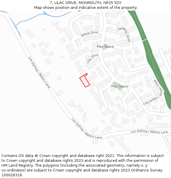 7, LILAC DRIVE, MONMOUTH, NP25 5DY: Location map and indicative extent of plot