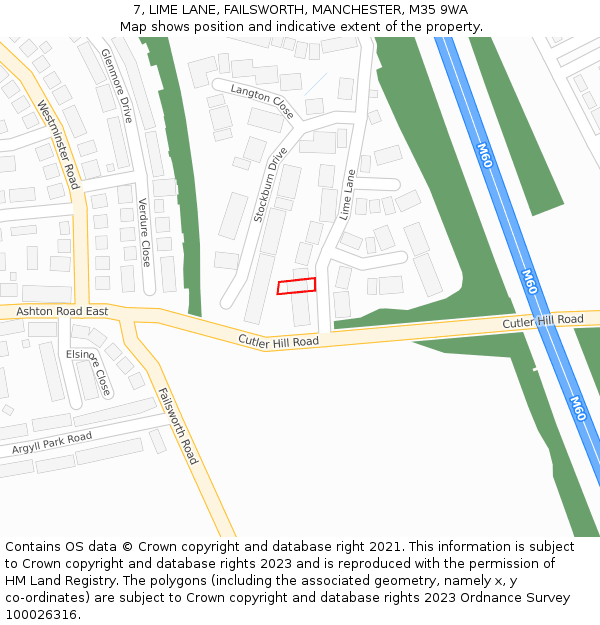 7, LIME LANE, FAILSWORTH, MANCHESTER, M35 9WA: Location map and indicative extent of plot