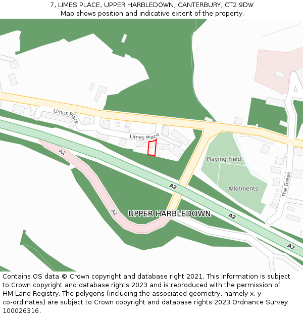 7, LIMES PLACE, UPPER HARBLEDOWN, CANTERBURY, CT2 9DW: Location map and indicative extent of plot