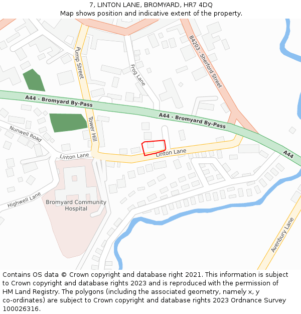 7, LINTON LANE, BROMYARD, HR7 4DQ: Location map and indicative extent of plot