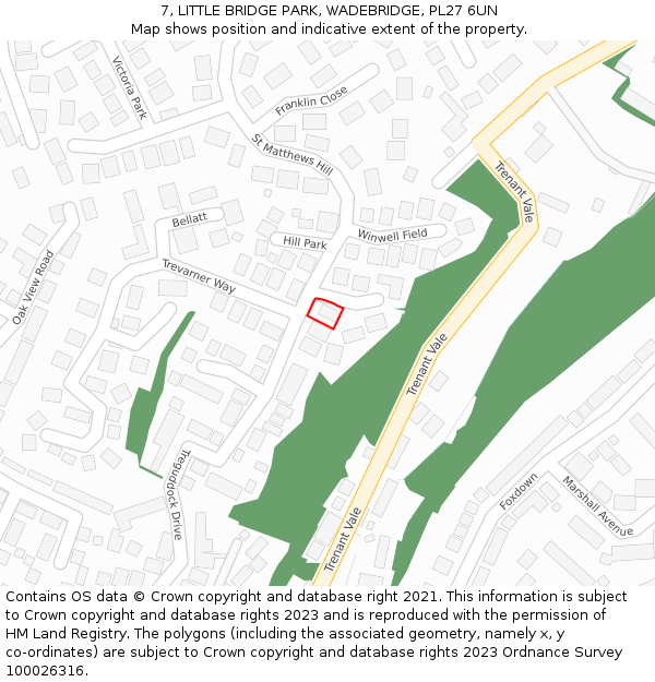 7, LITTLE BRIDGE PARK, WADEBRIDGE, PL27 6UN: Location map and indicative extent of plot