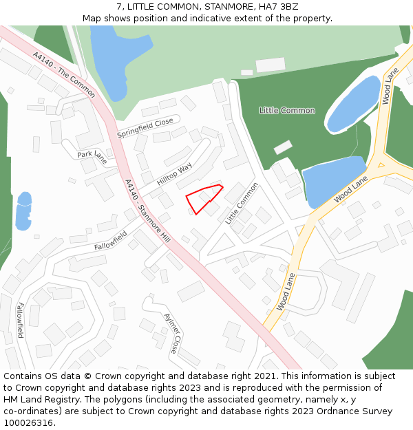 7, LITTLE COMMON, STANMORE, HA7 3BZ: Location map and indicative extent of plot