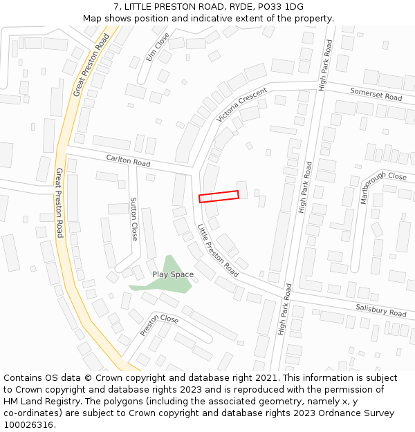 7, LITTLE PRESTON ROAD, RYDE, PO33 1DG: Location map and indicative extent of plot