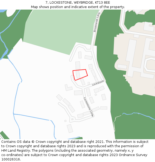 7, LOCKESTONE, WEYBRIDGE, KT13 8EE: Location map and indicative extent of plot