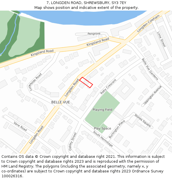 7, LONGDEN ROAD, SHREWSBURY, SY3 7EY: Location map and indicative extent of plot