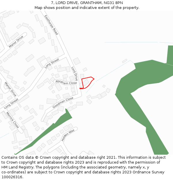 7, LORD DRIVE, GRANTHAM, NG31 8PN: Location map and indicative extent of plot